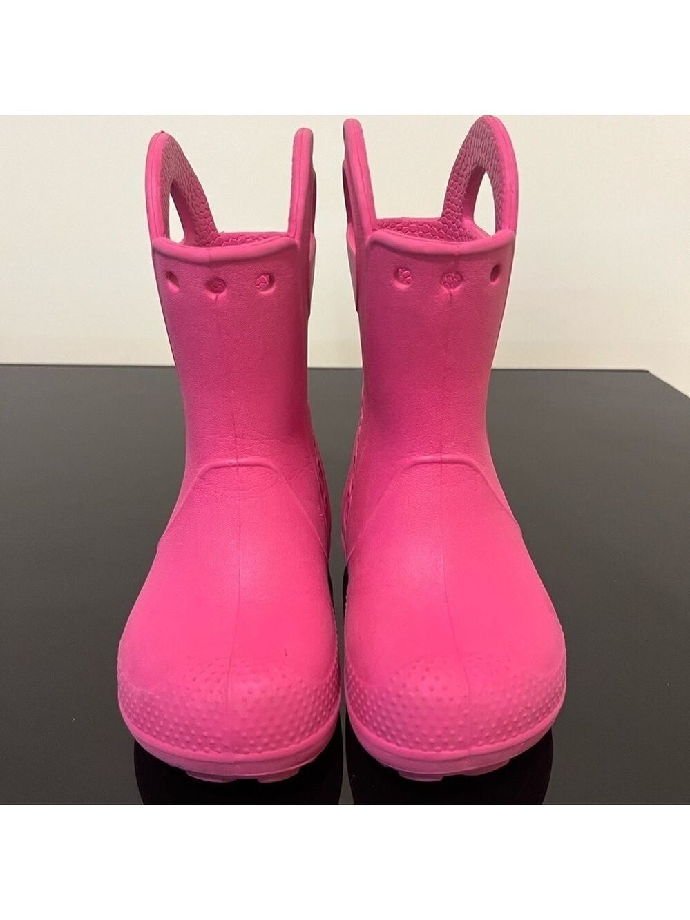 Crocs Pink Rubber Waterproof Kids' Rain Boots Size 8 C8 Pull On Waterproof